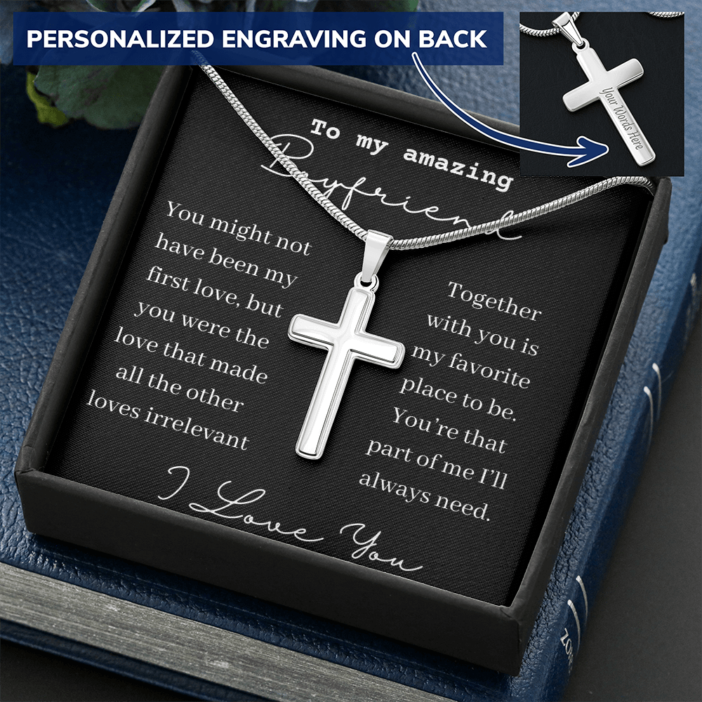 Engraved cross necklace hot sale for him