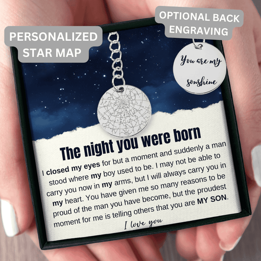 To My Son - The Night You Were Born - Custom Star Map Keychain