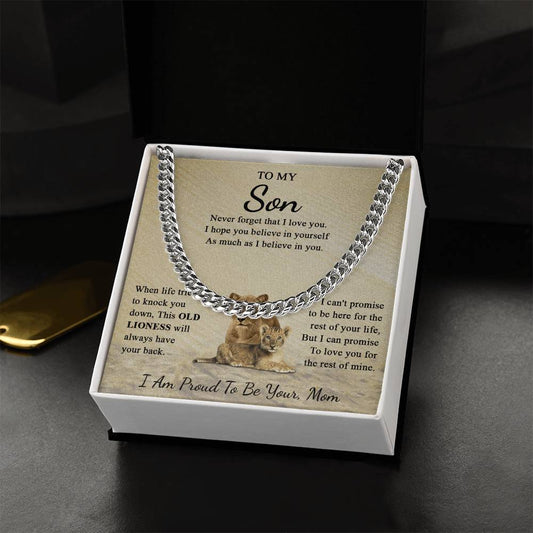 To My Son | Never Forget That I Love You - I Am Proud To Be Your Mom | Cuban Link Chain