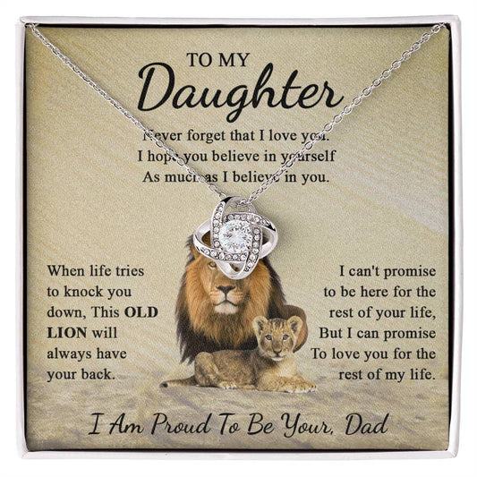 To My Daughter From Dad - I Am Proud - Love Knot Necklace