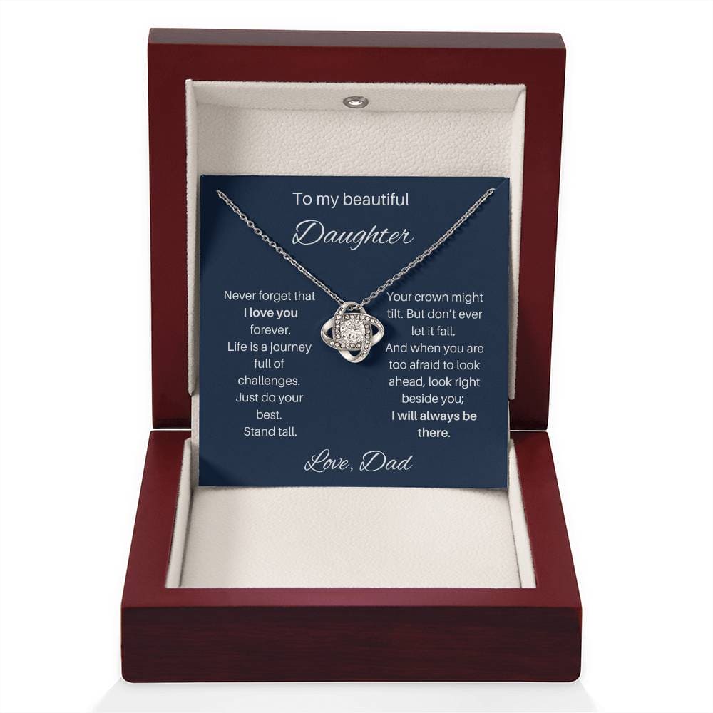 To My Beautiful Daughter | Never Forget That I Love You | Love Knot Necklace