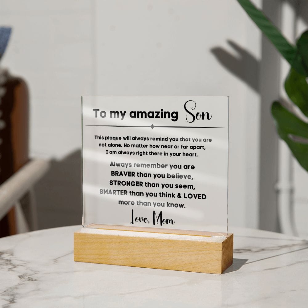 To My Amazing Son - You Are Not Alone - Square Acrylic Plaque