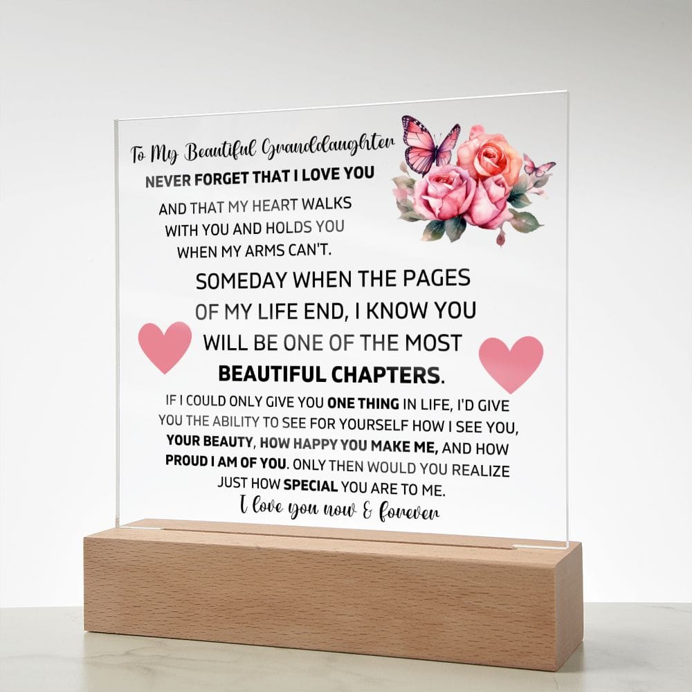 To My Granddaughter - My Heart Walks With You - Square Acrylic Plaque