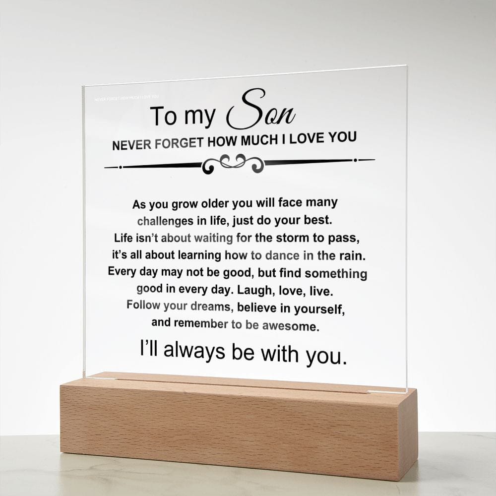 To My Amazing Son - Follow Your Dreams - Square Acrylic Plaque