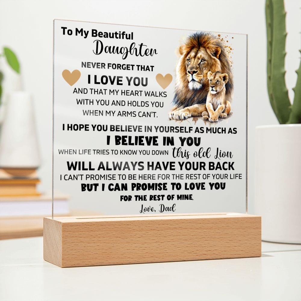 To My Daughter - I Promise To Love You For The Rest Of My Life - Square Acrylic Plaque