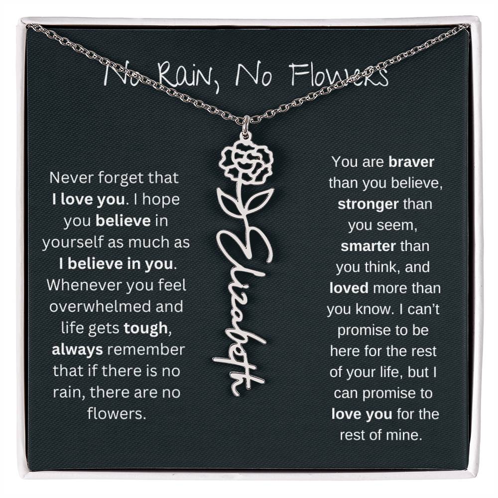 Never Forget That I Love You | Flower Name Necklace