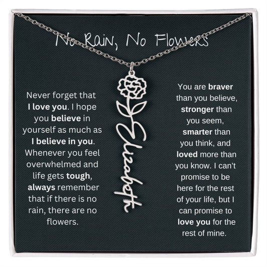 Never Forget That I Love You | Flower Name Necklace