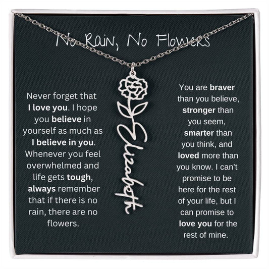 Never Forget That I Love You - Flower Name Necklace