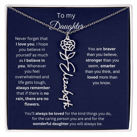 To My Daughter | I Love You | Flower Name Necklace