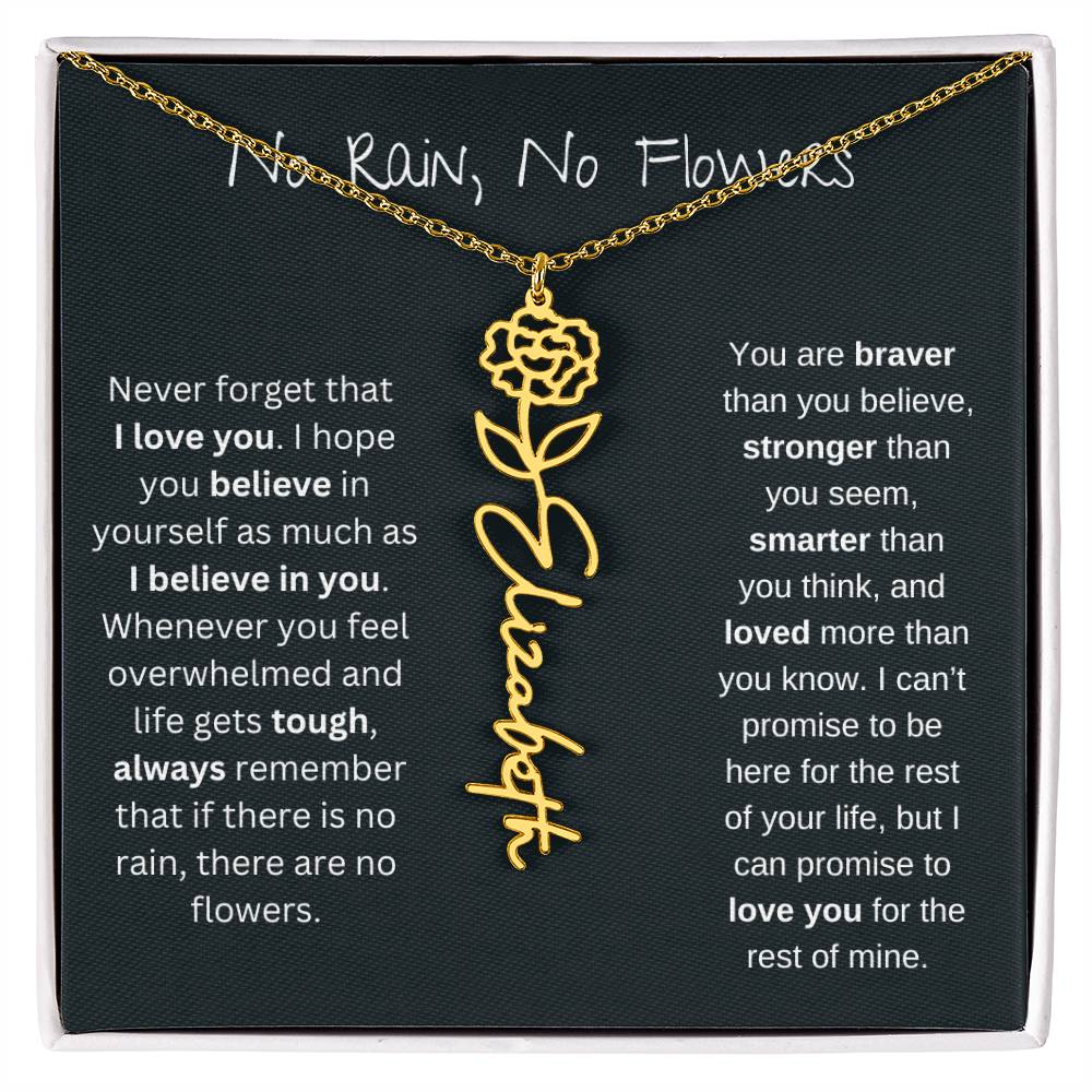 Never Forget That I Love You | Flower Name Necklace