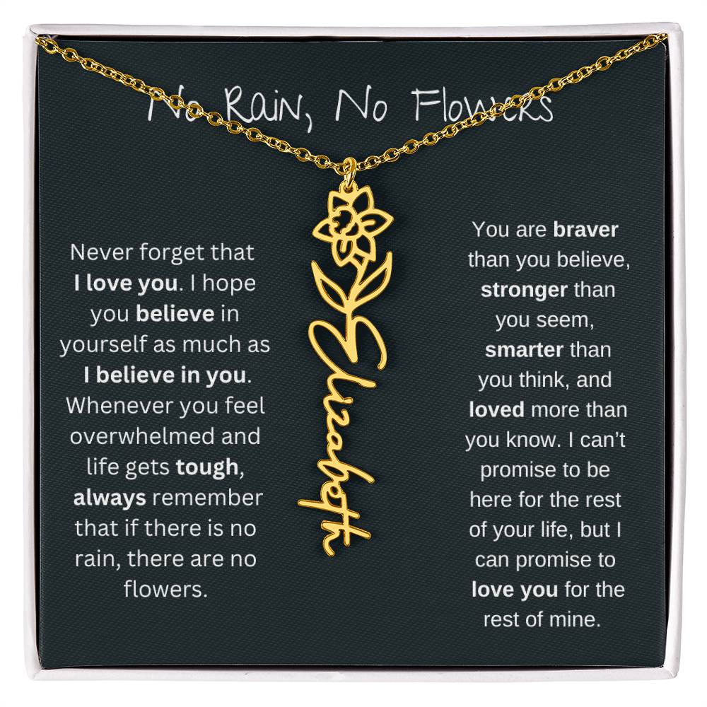 Never Forget That I Love You | Flower Name Necklace