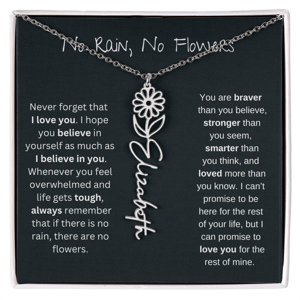 Never Forget That I Love You | Flower Name Necklace