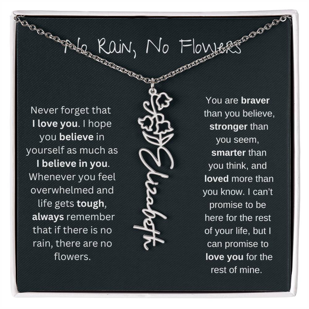 Never Forget That I Love You | Flower Name Necklace