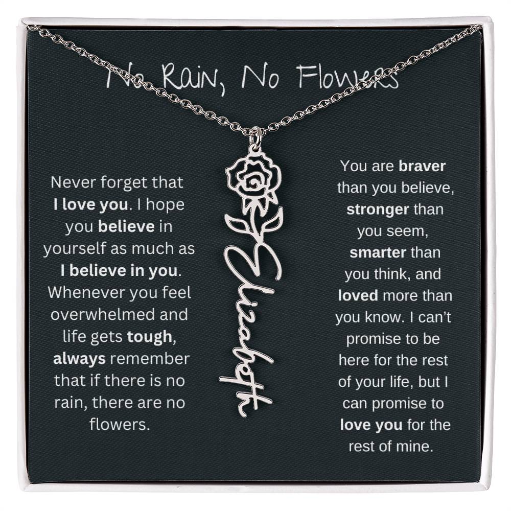 Never Forget That I Love You | Flower Name Necklace