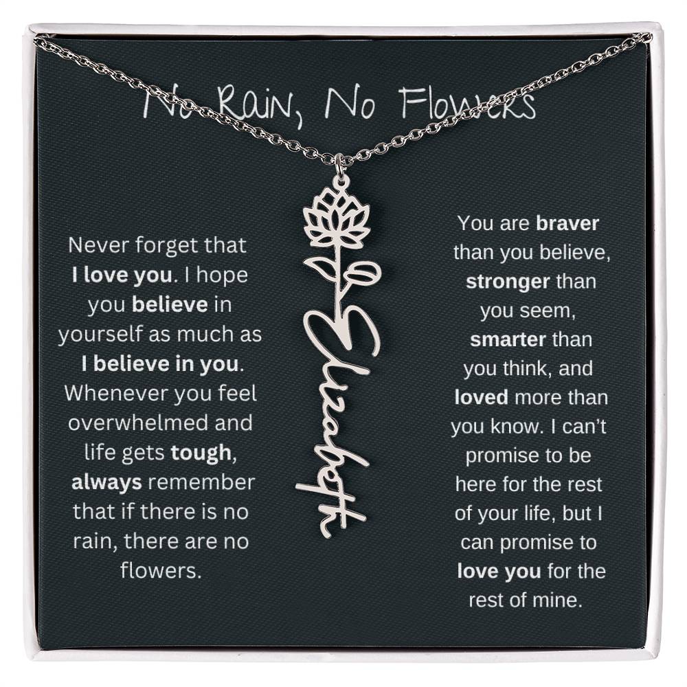 Never Forget That I Love You | Flower Name Necklace