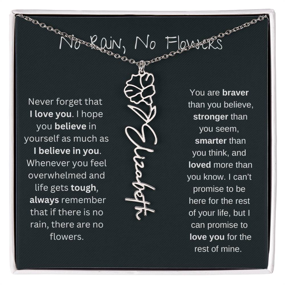 Never Forget That I Love You | Flower Name Necklace