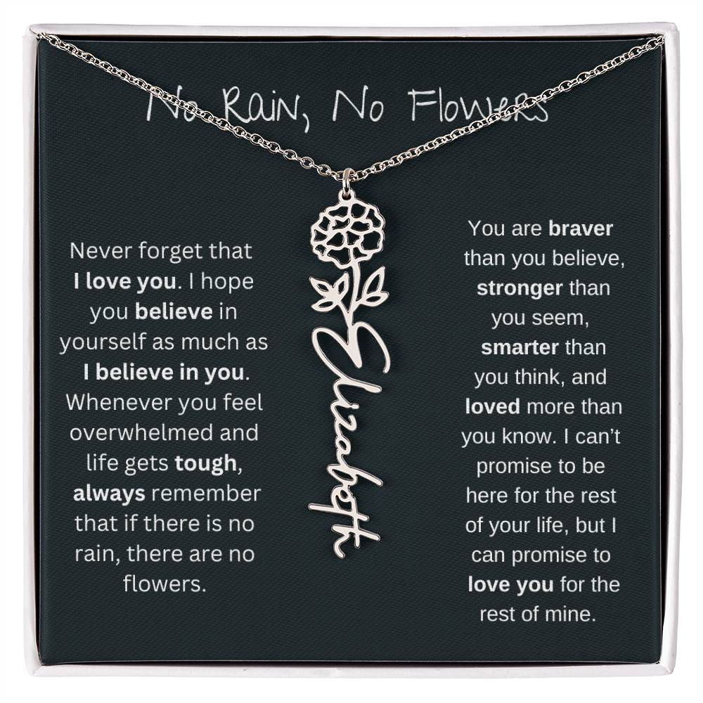 Never Forget That I Love You | Flower Name Necklace