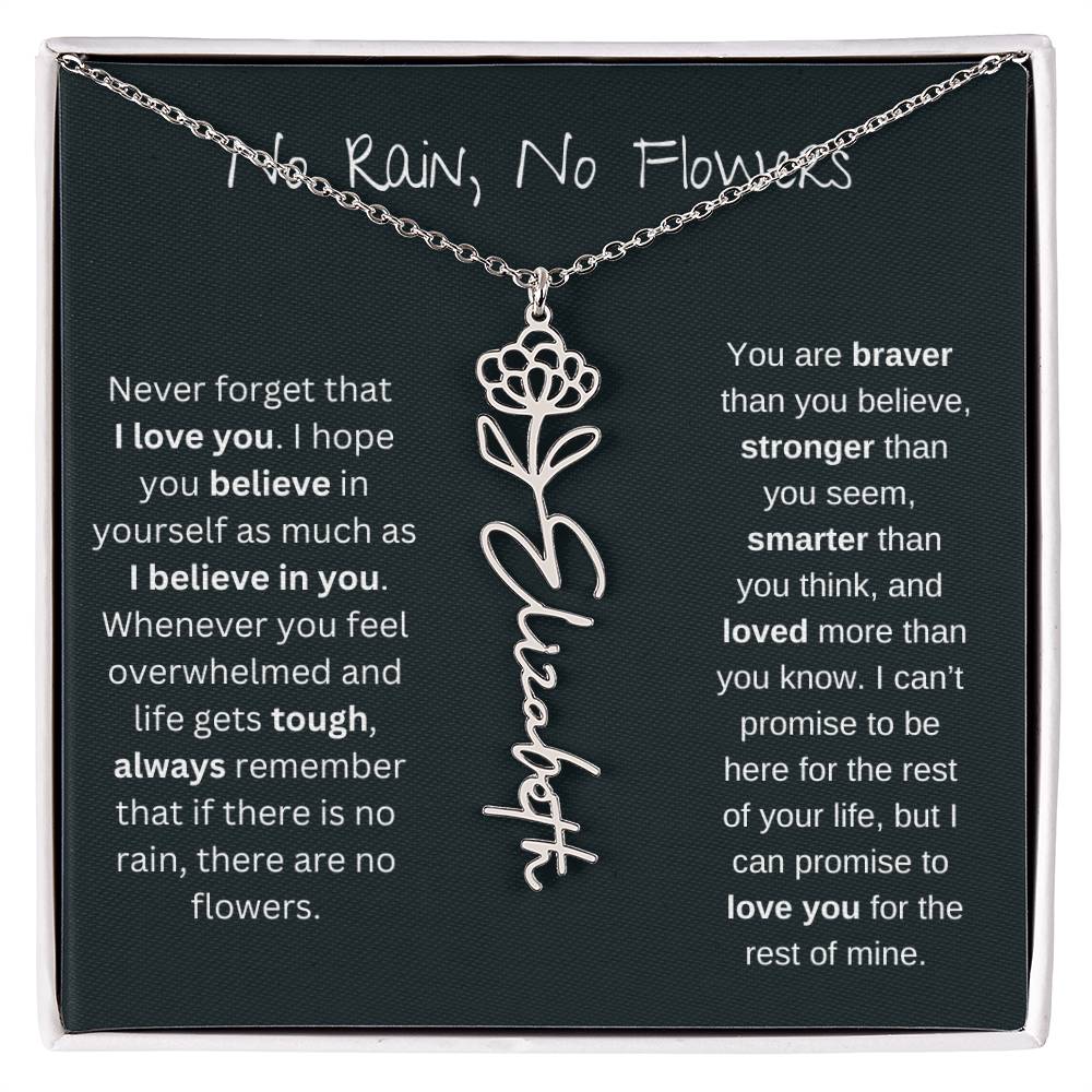 Never Forget That I Love You | Flower Name Necklace