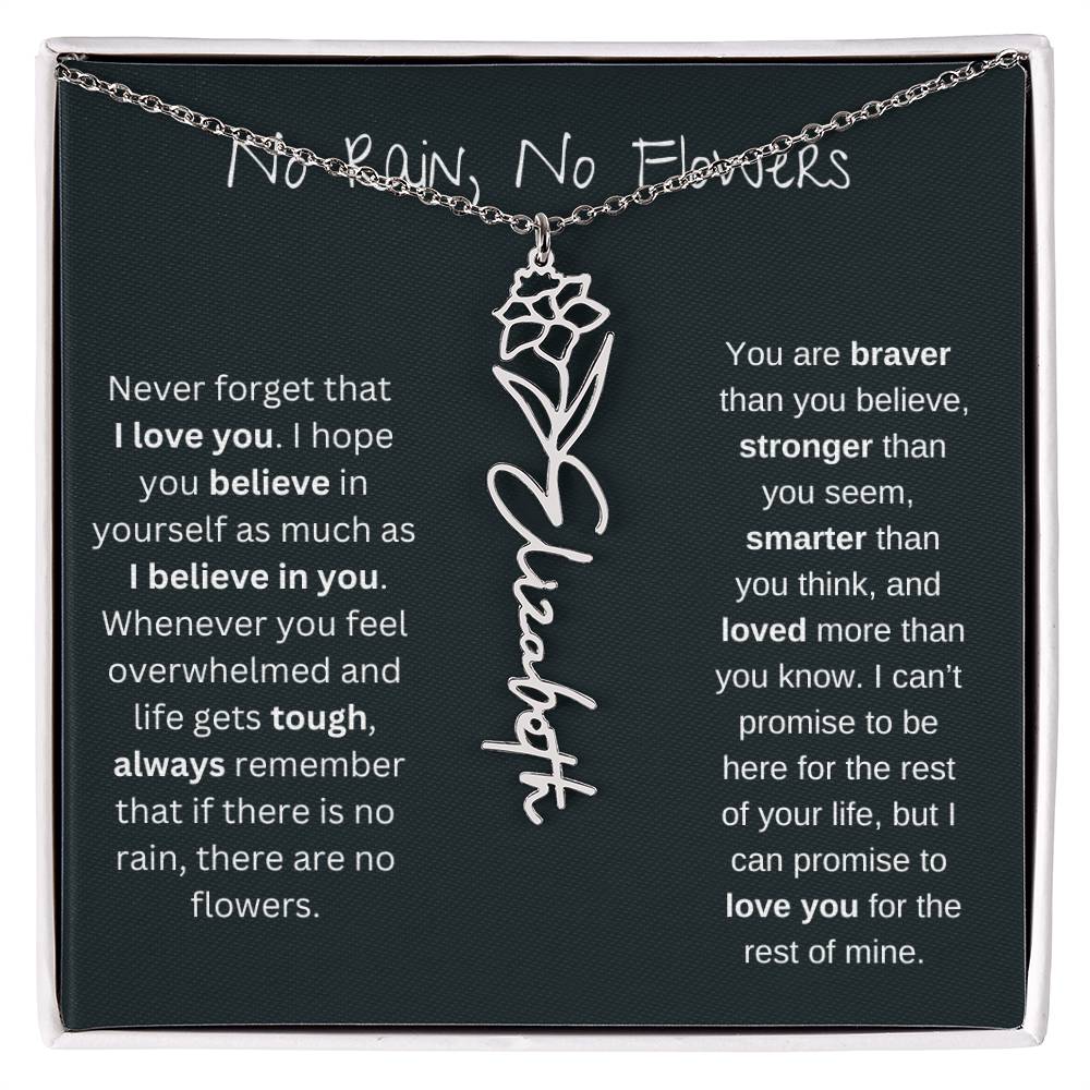 Never Forget That I Love You | Flower Name Necklace