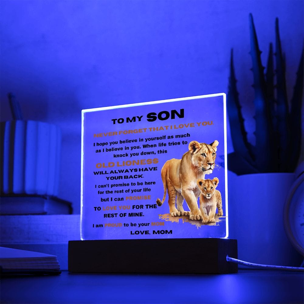 To My Son - Never Forget that I Love You - From Mom - Square Acrylic Plaque