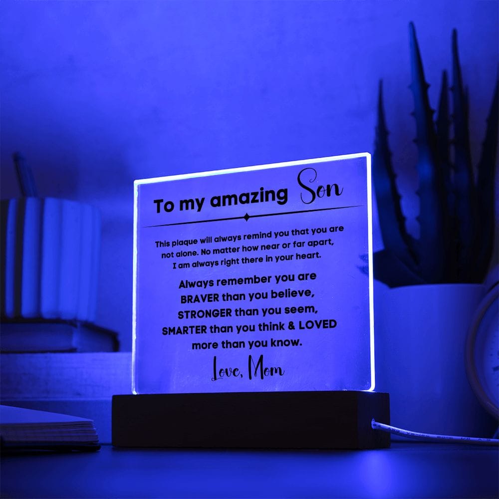 To My Amazing Son - You Are Not Alone - Square Acrylic Plaque