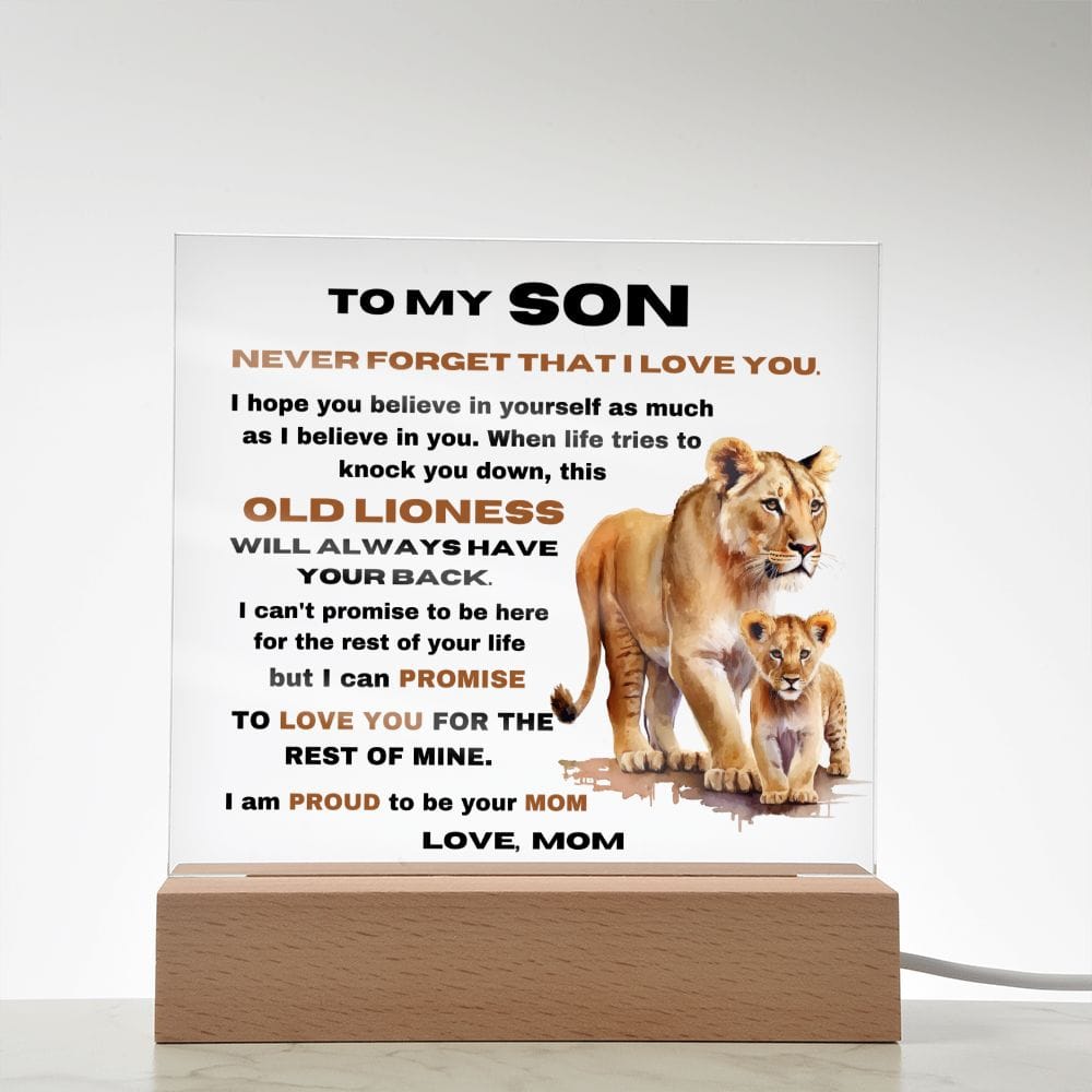 To My Son - Never Forget that I Love You - From Mom - Square Acrylic Plaque