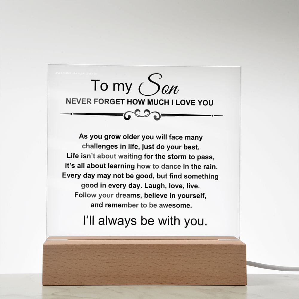 To My Amazing Son - Follow Your Dreams - Square Acrylic Plaque