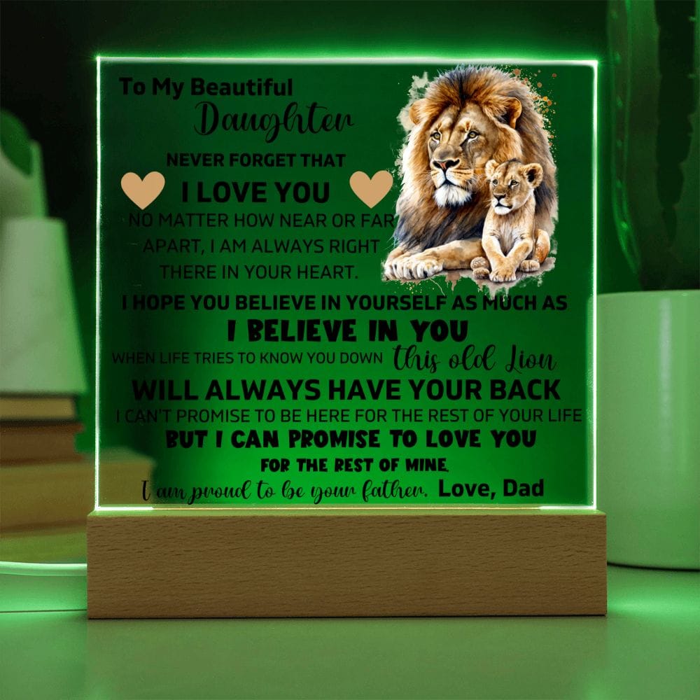To My Daughter - I Hope You Believe In Yourself - Square Acrylic Plaque