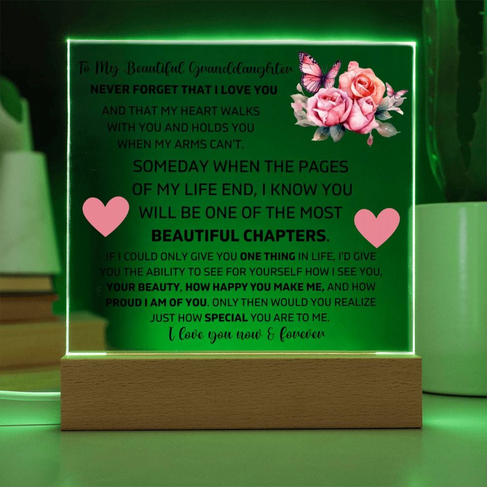 To My Granddaughter - My Heart Walks With You - Square Acrylic Plaque