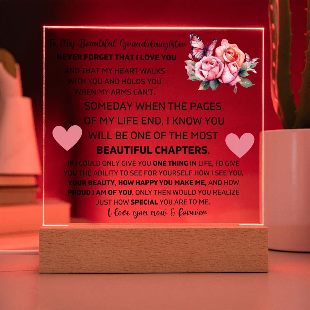 To My Granddaughter - My Heart Walks With You - Square Acrylic Plaque