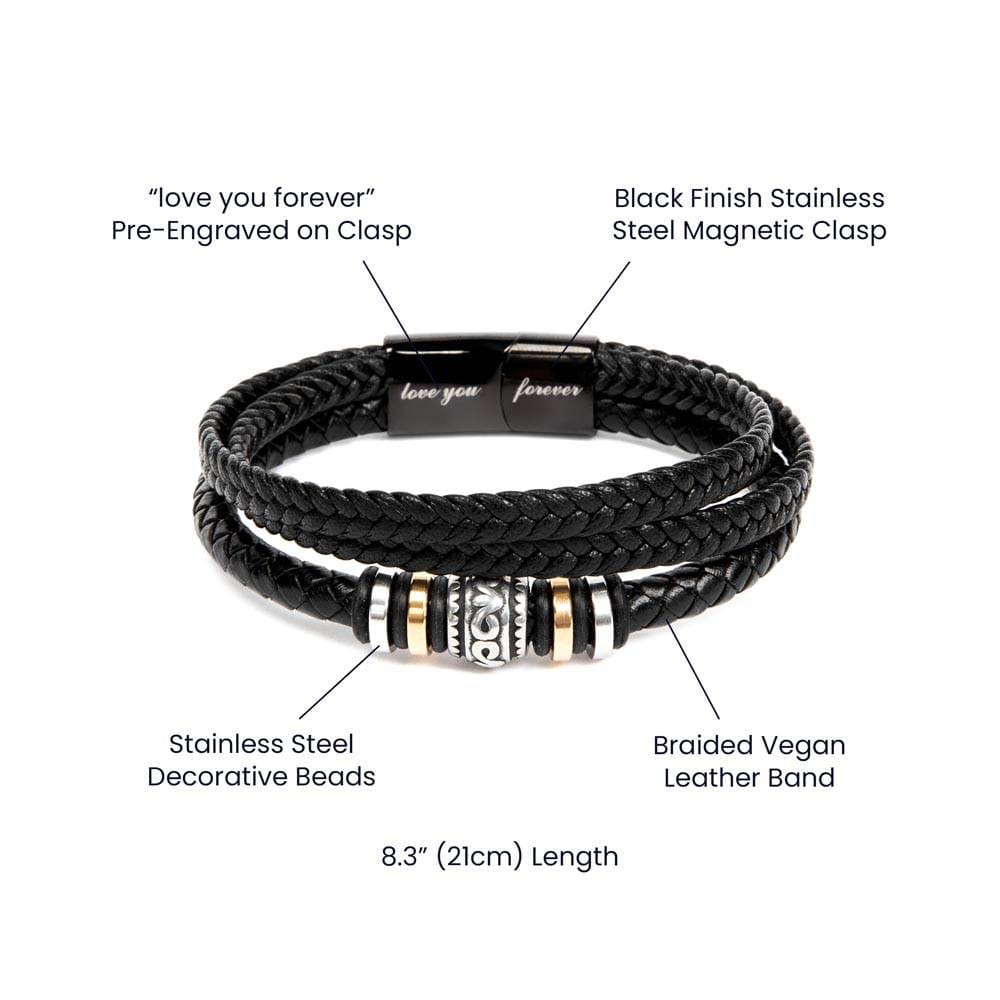 To My Son - I'm Always Right There In Your Heart - Luxury Leather Bracelet