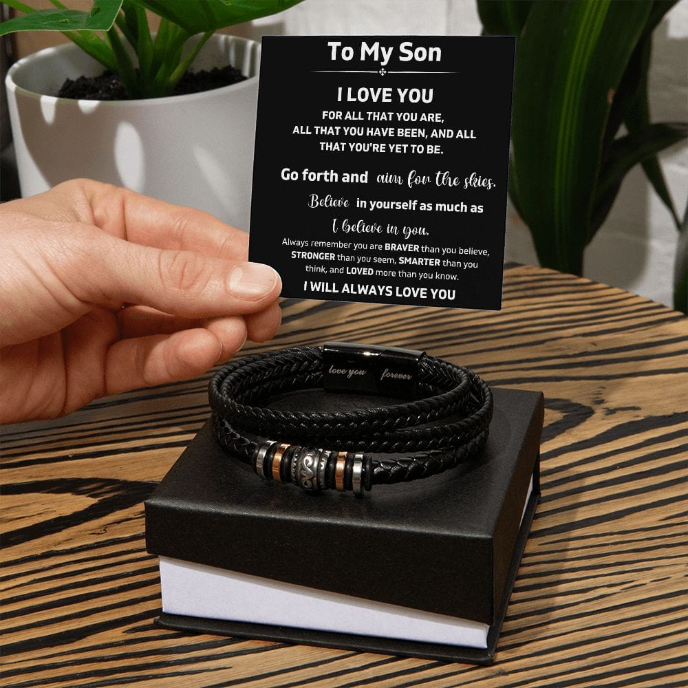 To My Son - I Love You - Luxury Leather Bracelet