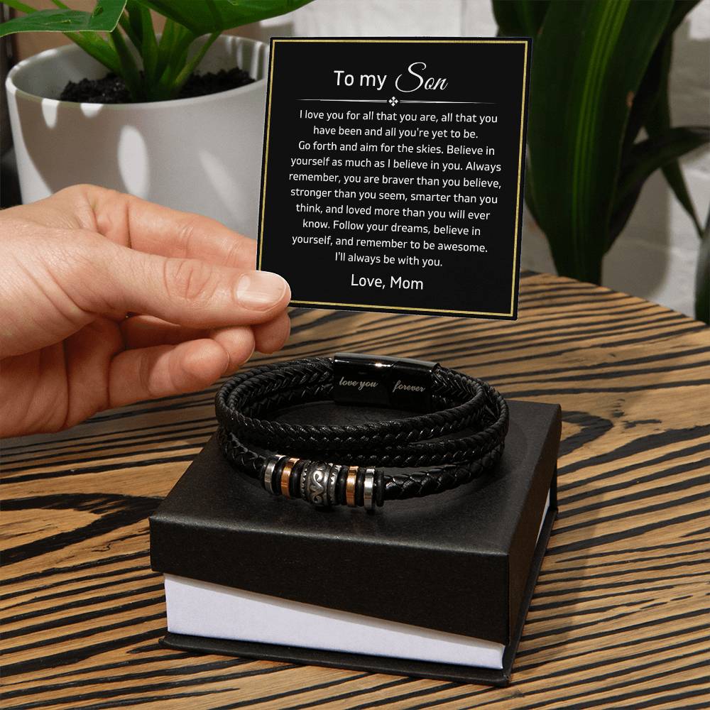 To My Son - I'll Always Be With You - Luxury Leather Bracelet