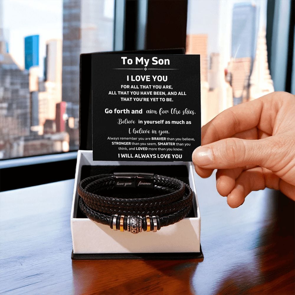 To My Son - I Love You - Luxury Leather Bracelet