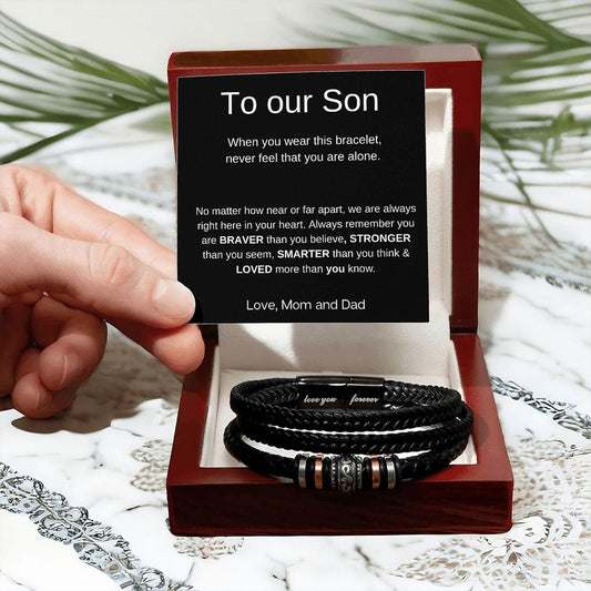 To My Son - Never Feel That You Are Alone - Luxury Leather Bracelet