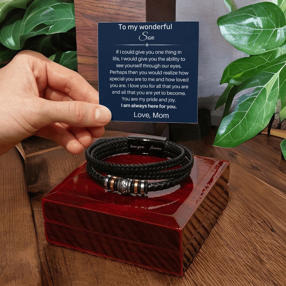 To My Son - I'm Always Here For You - Luxury Leather Bracelet