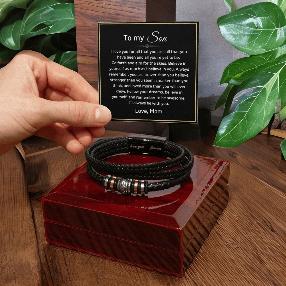 To My Son - I'll Always Be With You - Luxury Leather Bracelet