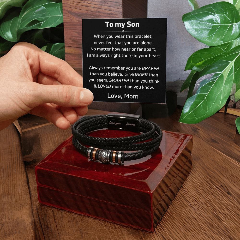To My Son - You Are Braver Than You Believe - Luxury Leather Bracelet
