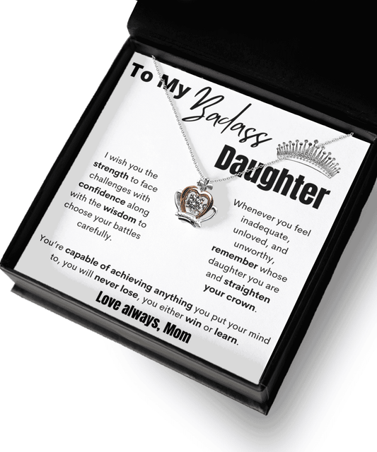 To My Badass Daughter - Straighten Your Crown - Crown Necklace