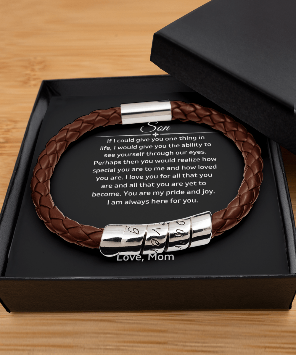 To My Wonderful Son - If I Could Give You One Thing In Life - Vegan Leather Bracelet