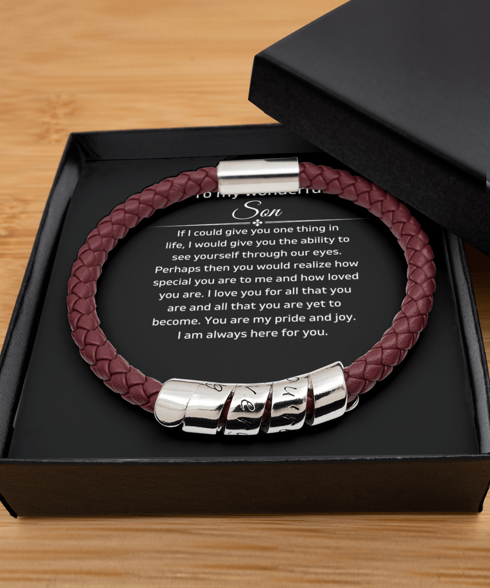 To My Wonderful Son - If I Could Give You One Thing In Life - Vegan Leather Bracelet