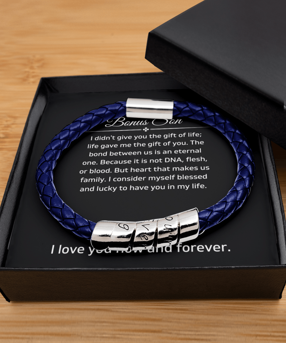 To My Wonderful Bonus Son - Gift Of Life - Vegan Leather Bracelet