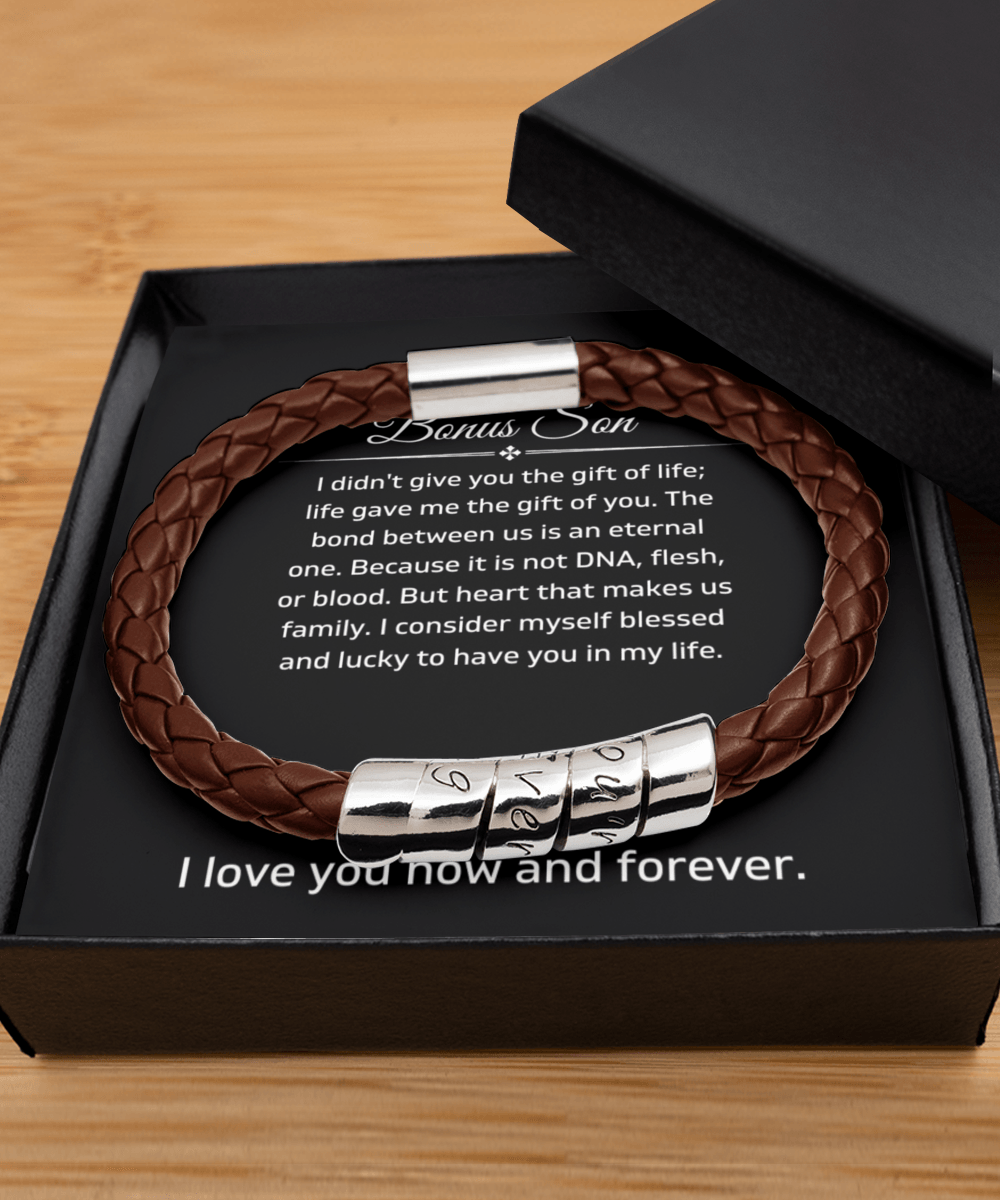 To My Wonderful Bonus Son - Gift Of Life - Vegan Leather Bracelet