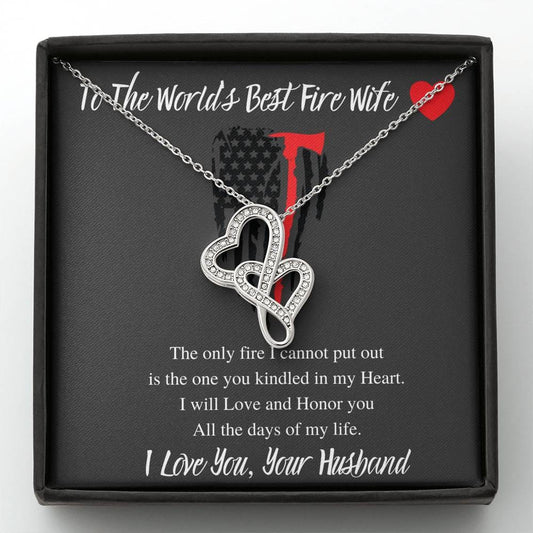 To The World's Best Fire Wife - Double Hearts Necklace