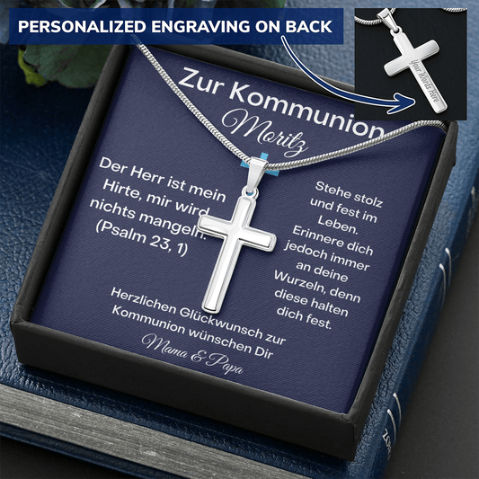 Zur Kommunion - Personalized Cross Necklace