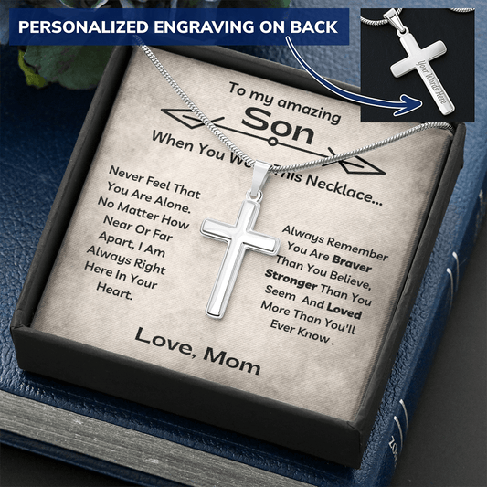 To My Amazing Son - When You Wear This Necklace - Personalized Cross Necklace