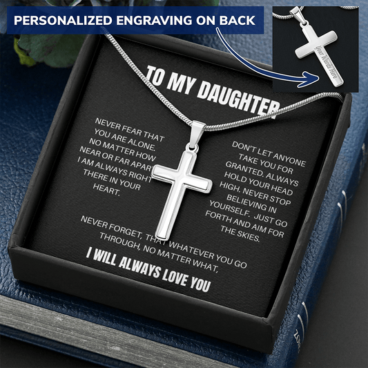 To My Daughter - Never Fear - Personalized Cross Necklace