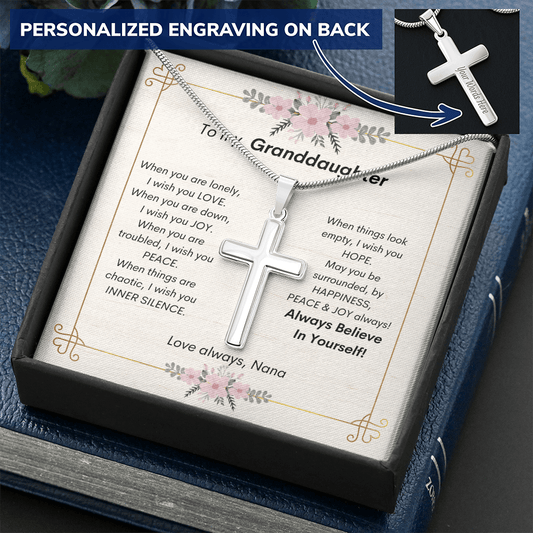 To My Granddaughter - Personalized Cross Necklace