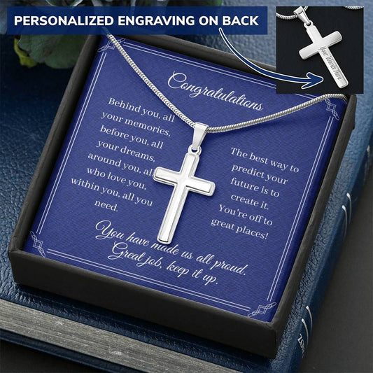 Congratulations - Behind You All Your Memories - Personalized Cross Necklace
