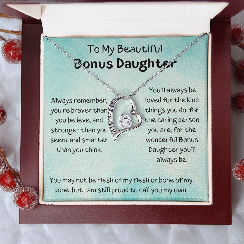 To My Beautiful Bonus Daughter - You'll Always Be Loved - Forever Love Necklace